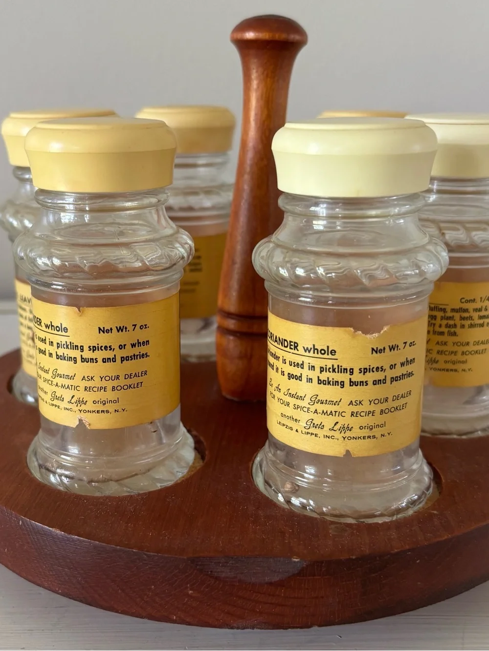 Vintage Spice Jar Set with Yellow Labels